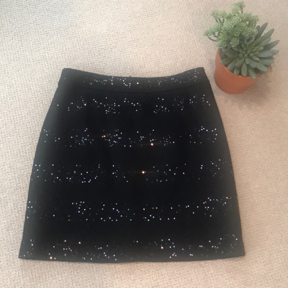 Loft sequined black skirt